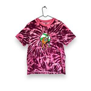Adidas Basketball T-Shirt Pink & Purple Tie Dye Short Sleeve Crewneck Adult L